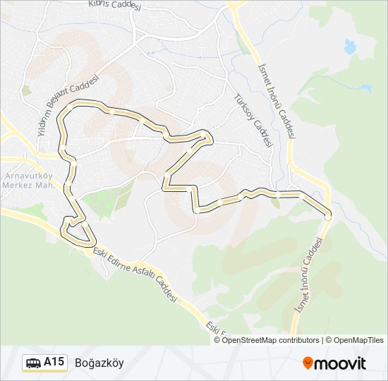 A15 Dolmus & Minibus Line Map