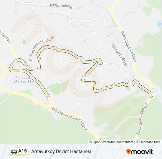 A15 Dolmus & Minibus Line Map