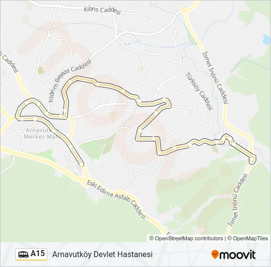 A15 Dolmus & Minibus Line Map