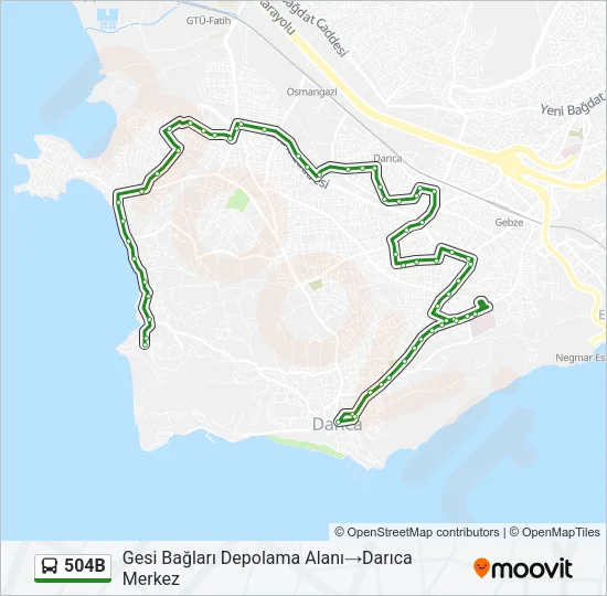 504B Bus Line Map