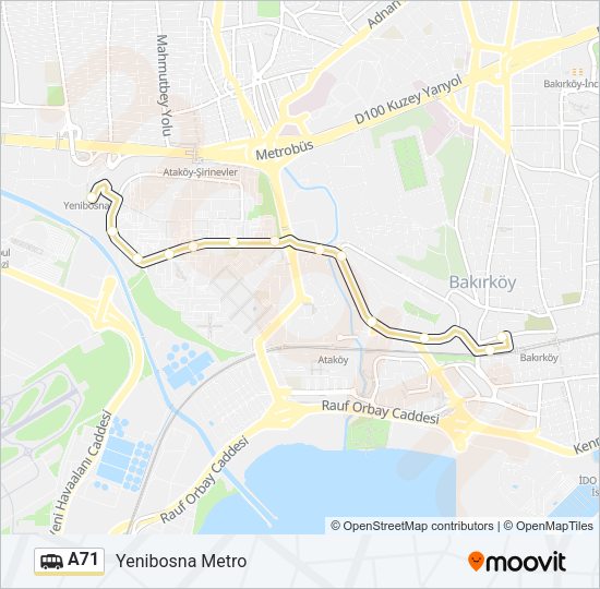 A71 Dolmus & Minibus Line Map