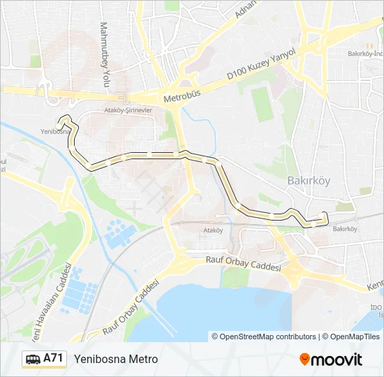 A71 Dolmus & Minibus Line Map