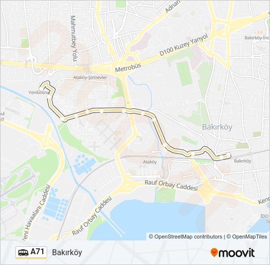 A71 Dolmus & Minibus Line Map