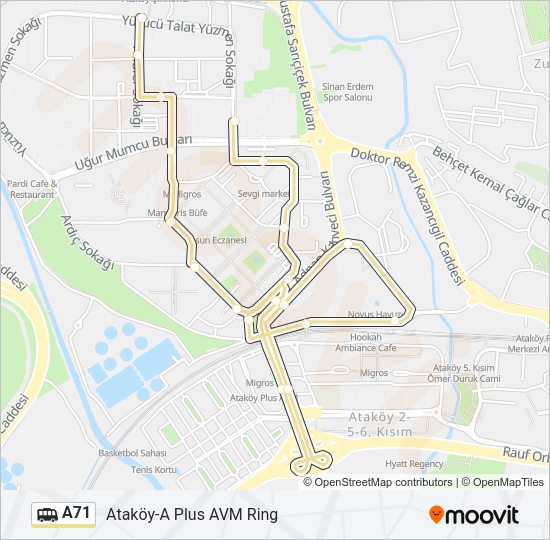 A71 Dolmus & Minibus Line Map