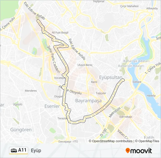A11 Dolmus & Minibus Line Map