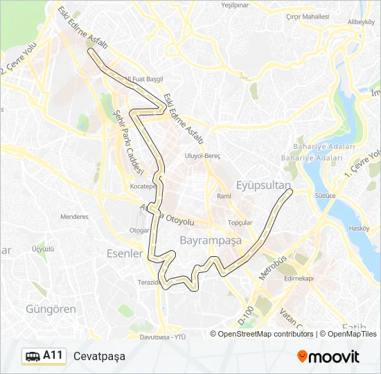 A11 Dolmus & Minibus Line Map