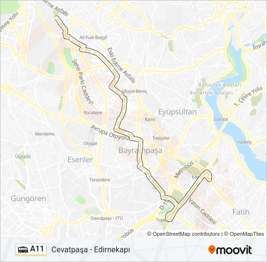 A11 Dolmus & Minibus Line Map