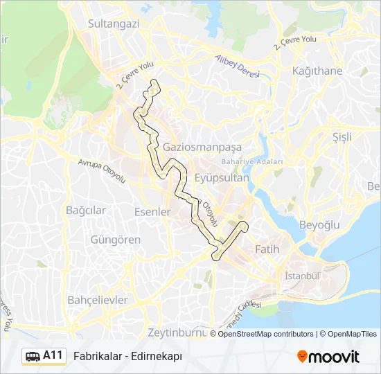 A11 Dolmus & Minibus Line Map