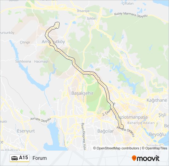 A15 Dolmus & Minibus Line Map