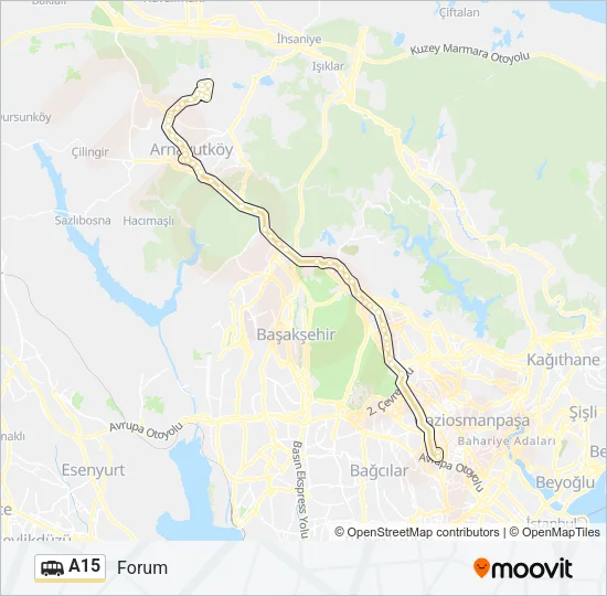 A15 Dolmus & Minibus Line Map