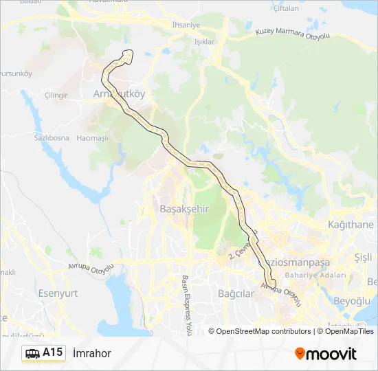 A15 Dolmus & Minibus Line Map