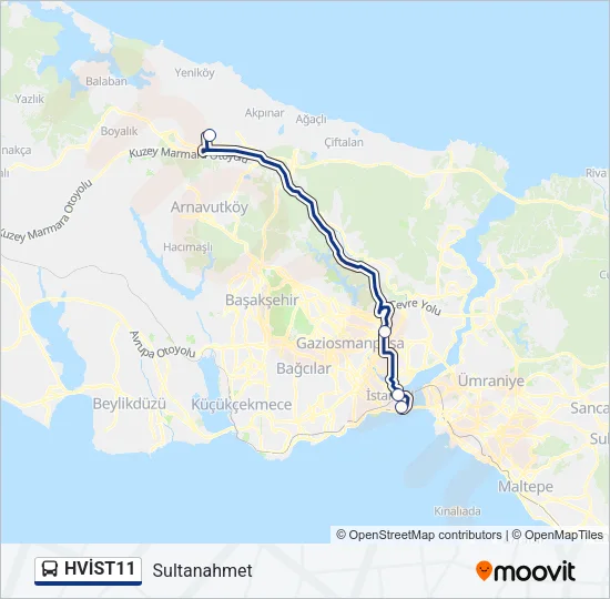 HVİST11 Bus Line Map