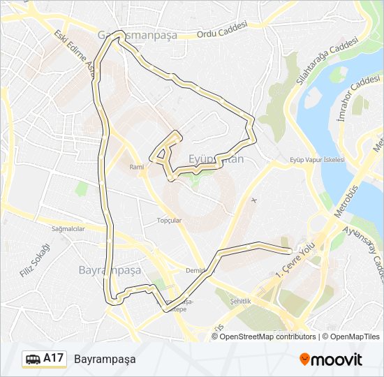 A17 Dolmus & Minibus Line Map