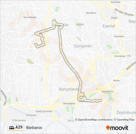 A29 Dolmus & Minibus Line Map