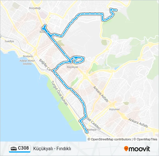 C308 Dolmus & Minibus Line Map