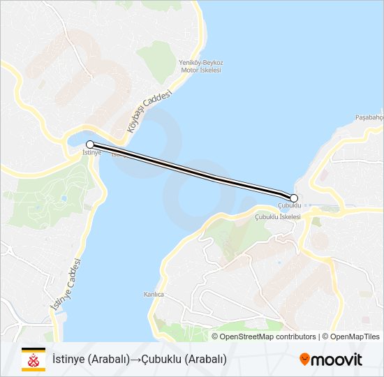 İSTINYE - ÇUBUKLU Ferry Line Map