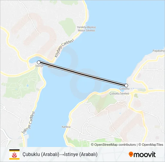 İSTINYE - ÇUBUKLU Ferry Line Map