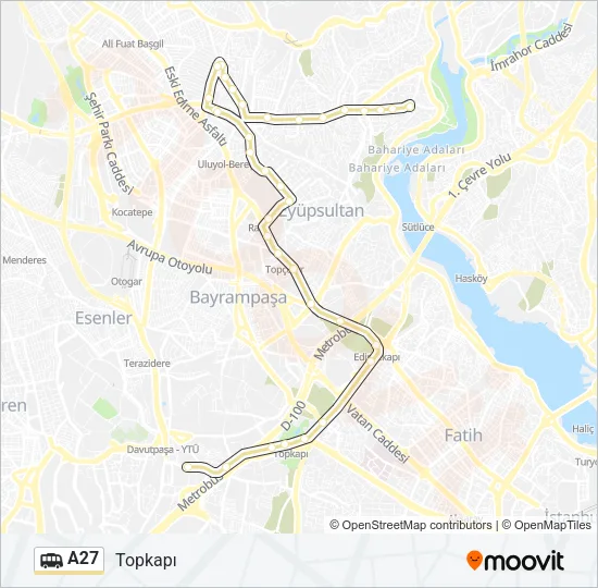 A27 Dolmus & Minibus Line Map