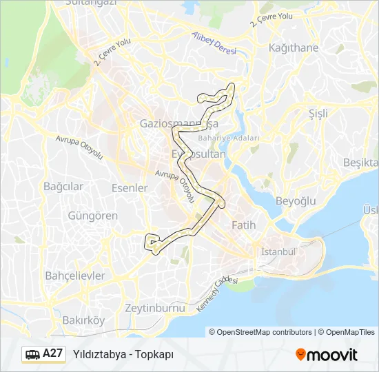 A27 Dolmus & Minibus Line Map