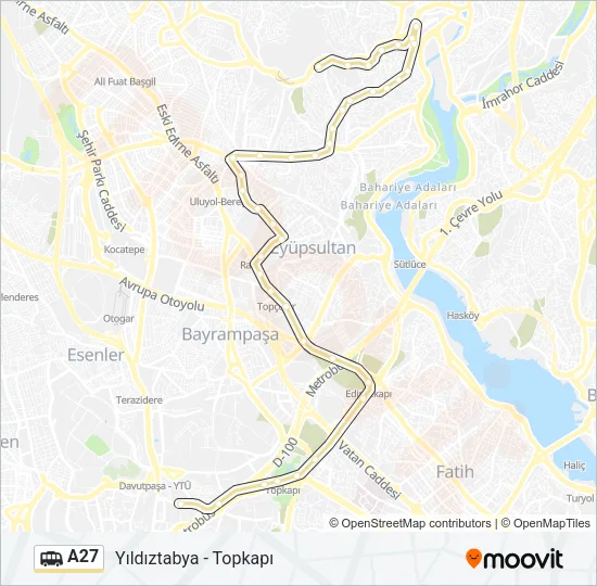 A27 Dolmus & Minibus Line Map
