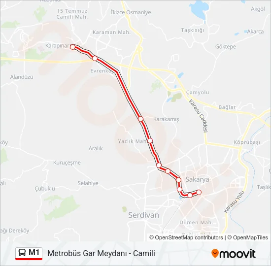 M1 Bus Line Map