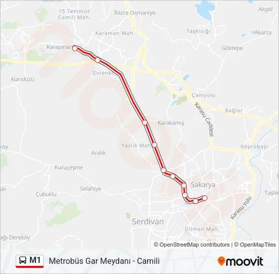 M1 Bus Line Map