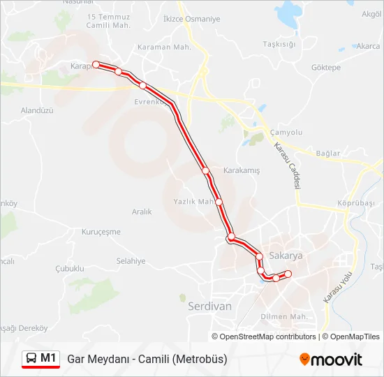 M1 Bus Line Map
