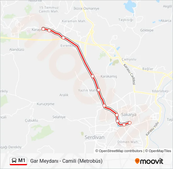 M1 Bus Line Map