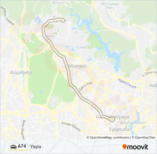 A74 Dolmus & Minibus Line Map