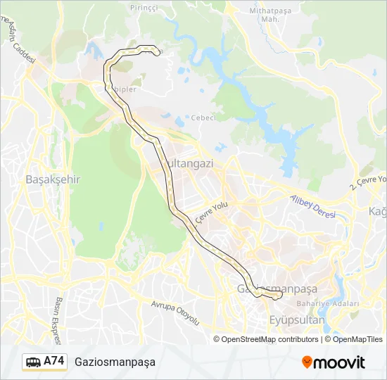 A74 Dolmus & Minibus Line Map