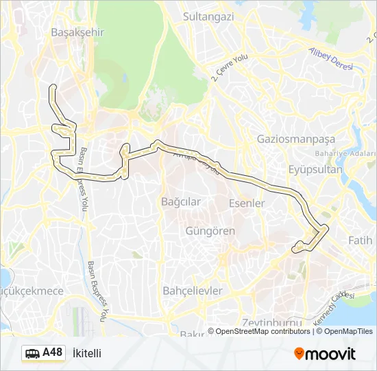 A48 Dolmus & Minibus Line Map
