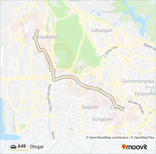 A48 Dolmus & Minibus Line Map