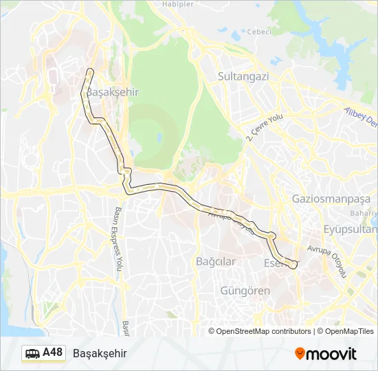 A48 Dolmus & Minibus Line Map