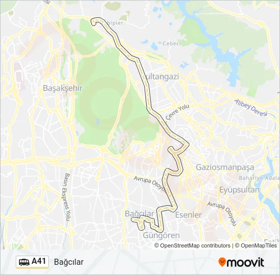 A41 Dolmus & Minibus Line Map
