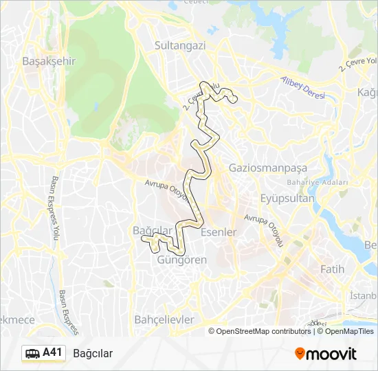 A41 Dolmus & Minibus Line Map