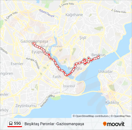 55G Bus Line Map