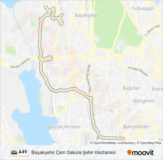 A49 Dolmus & Minibus Line Map
