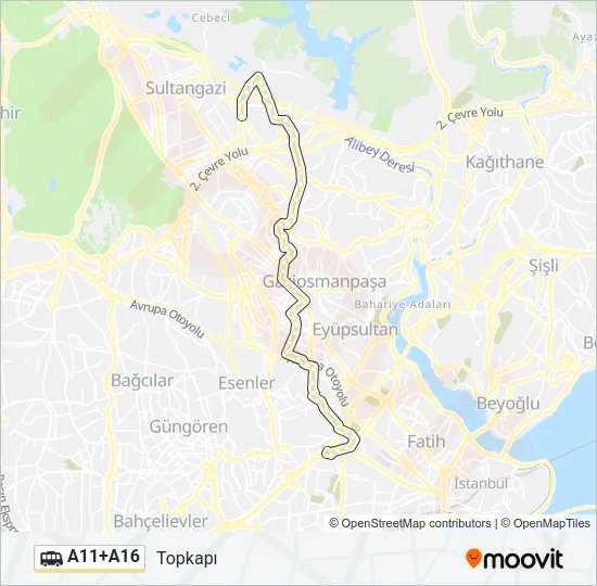 A11+A16 Dolmus & Minibus Line Map