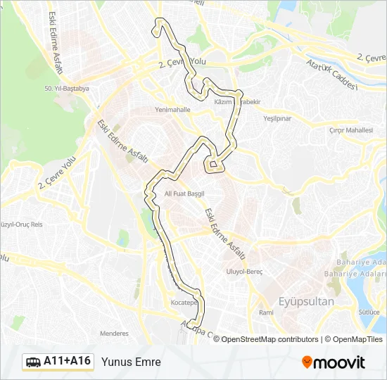A11+A16 Dolmus & Minibus Line Map