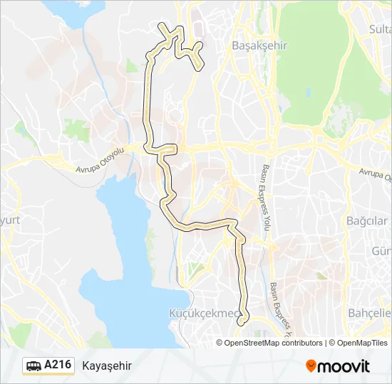 A216 minibüs / dolmuş Hattı Haritası