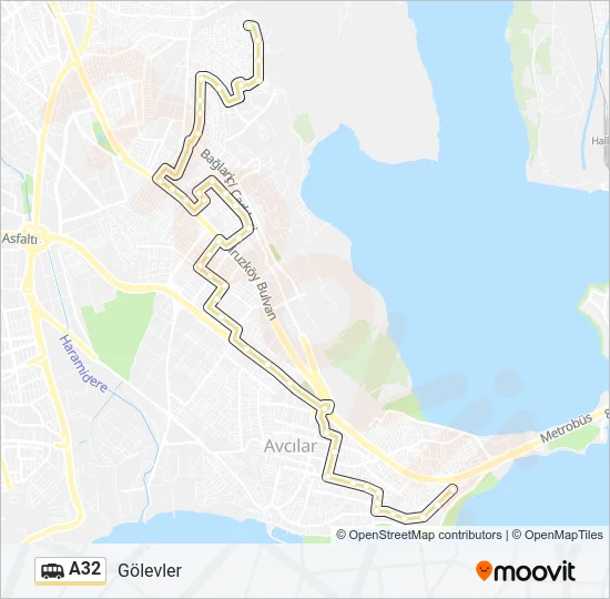 A32 Dolmus & Minibus Line Map