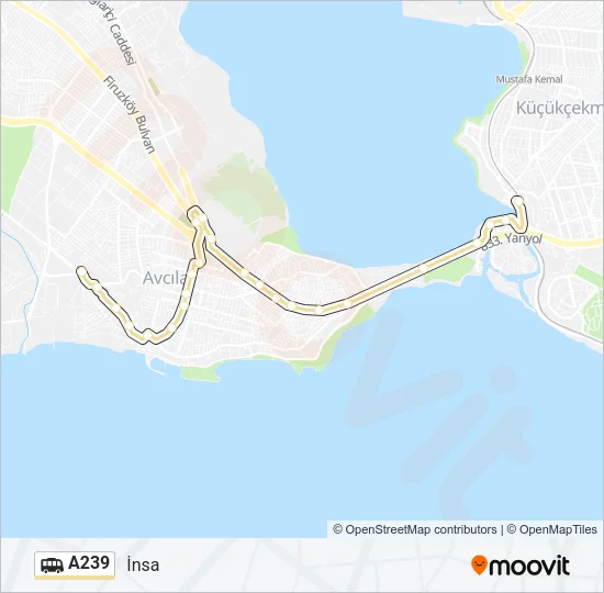 A239 minibüs / dolmuş Hattı Haritası