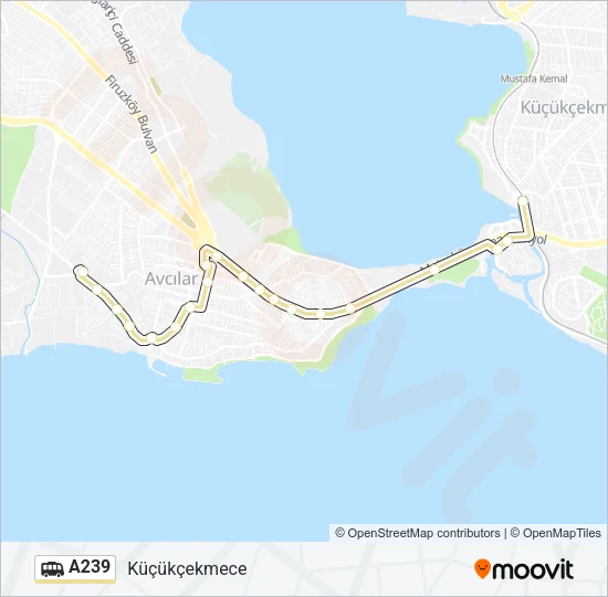 A239 minibüs / dolmuş Hattı Haritası