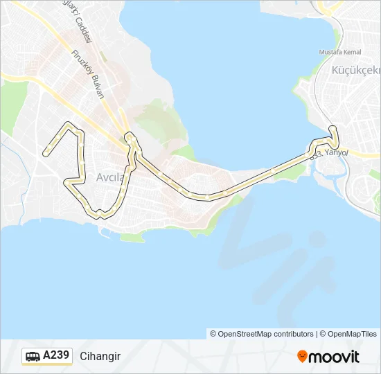 A239 minibüs / dolmuş Hattı Haritası