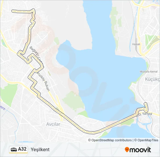 A32 minibüs / dolmuş Hattı Haritası