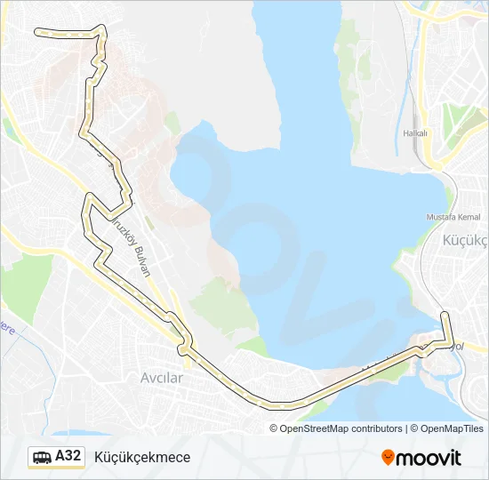 A32 minibüs / dolmuş Hattı Haritası