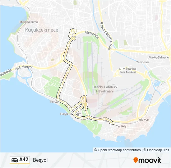 A42 minibüs / dolmuş Hattı Haritası