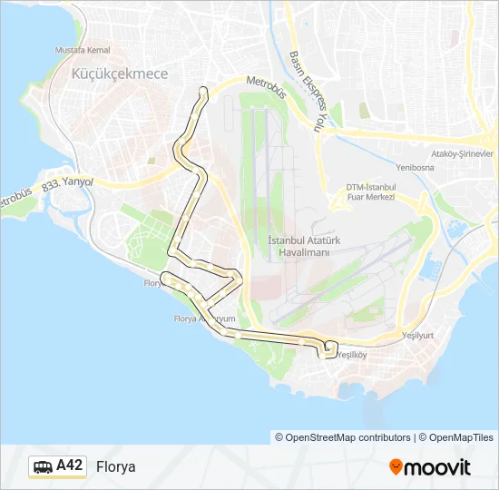 A42 minibüs / dolmuş Hattı Haritası