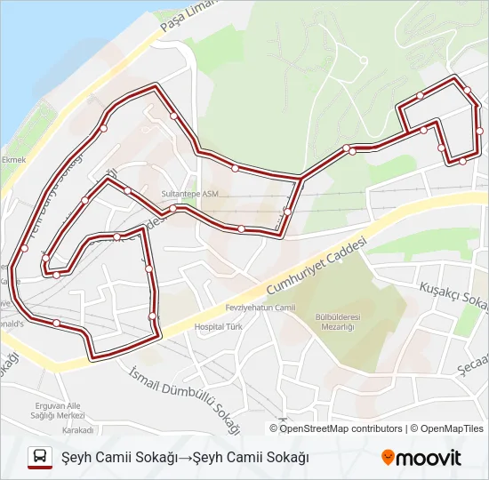 SULTANTEPE otobüs Hattı Haritası