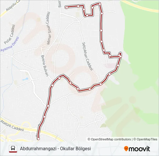 ABDURRAHMANGAZI - OKULLAR BÖLGESI Bus Line Map